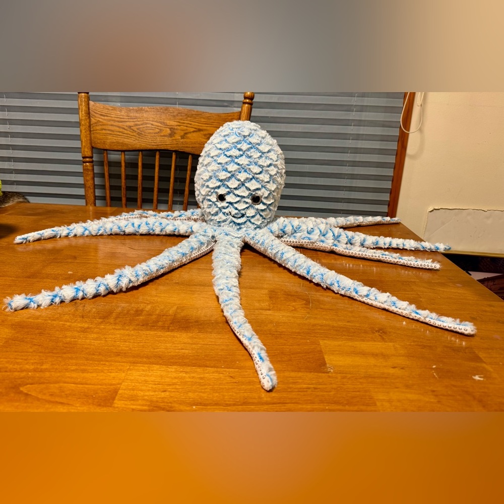 Blue and White Plush Octopus